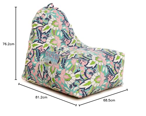 Image of Style Homez Hackey Cotton Canvas Floral Printed Bean Bag XXL Size Filled with Beans Fillers