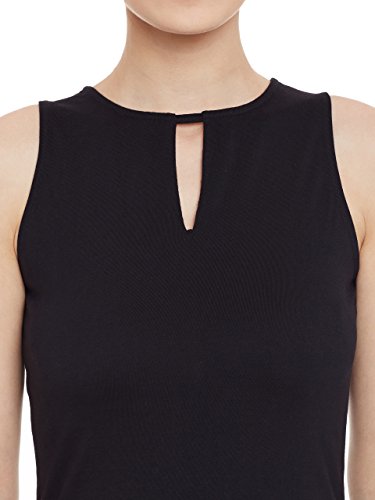 Image of Miss Chase Women's Super Comfortable Black Solid Sleeveless Round Neck Mini Bodycon Dress with Zip Closure
