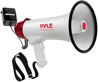 Pyle 40 Watt Professional Megaphone Clear Sound & Ergonomic Grip - Multi-Function with Talk, Siren, Volume Control - Detachable Handheld Mic - Indoor & Outdoor Sports, Emergency Response