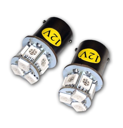 Tuningpros LEDRSM-1157-AS9 Rear Side Marker LED Light Bulbs 1157, 9 SMD LED Amber 2-pc Set