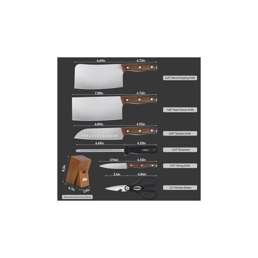 Kitchen-Knife-Block-Set-with-Built-in-Sharpener-Sharp-Knives-Sets-with-Shears-and-Anti-slip-Handle-Multi-purpose-Cleaver-Christmas-Gifts-7-Pieces Kitchen Knife Block Set with Built in Sharpener, Sharp Knives Sets with Shears and Anti-slip Handle, Multi-purpose Cleaver Christmas Gifts, 7 Pieces