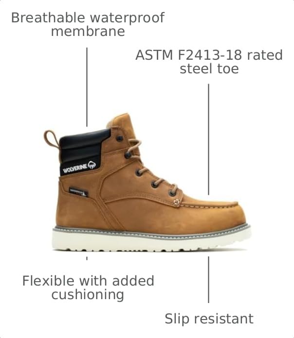 Image of Wolverine Men's Trade Wedge 6 inch Moc Toe Steel Toe Construction Boot