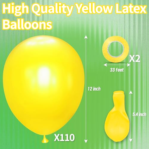 Image of Yellow Balloon 110pcs, 12 Inch Thickened Latex Party Balloons Helium Bright Color for Birthday Baby Shower Wedding Party Supplies Arch Garland Decoration