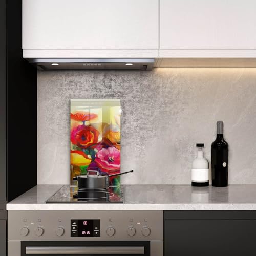 Plaque induction protection 30x52cm Wallfluent protège-plaque fleurs - 4