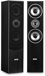AUNA L766 3-Way Bass Reflex HiFi Speaker - Pair, 180W RMS, Wood Chassis with Clearly Recognizable Natural Gain, Removable Speaker Grille, 8 Ohms Impedance, High Performance, Black