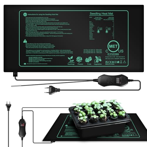 Esterilla calefactora para plantas con termostato, estera térmica con termostato, estera térmica digital para invernadero, estera térmica para plántulas, germinación de plantas, crecimiento de