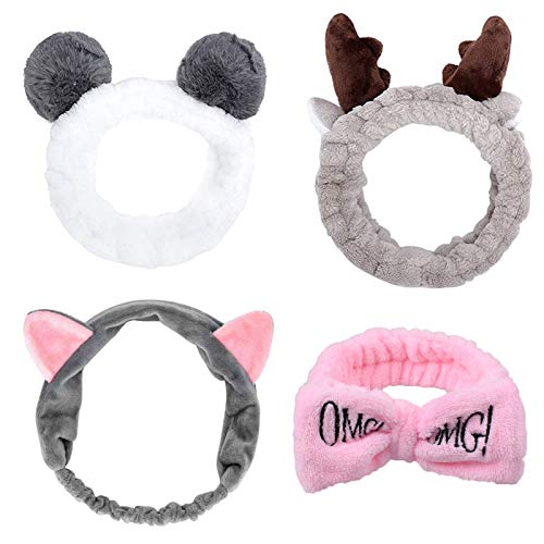Spa Headband –Cute Headband for Washing Face Facial Makeup Skincare Yoga Sports Headbands Soft Coral Fleece Hair Band for Shower Washing Face (4 pcs)