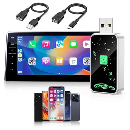 Mini Wireless Carplay Adapter for iPhone, 2025 2 in 1 Stable Universal Wireless carplay Adapter, Fast Convert Factory Wired to Wireless CarPlay Dongle Cars for auto for Android for Apple for iOS