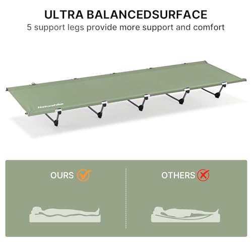 Image of Naturehike GreenWild Camping Cot, Portable Camping Bed for Adults for Camping Hiking Travel Home, Ultralight Folding Backpacking Cot, Supports 330lbs, Light Green