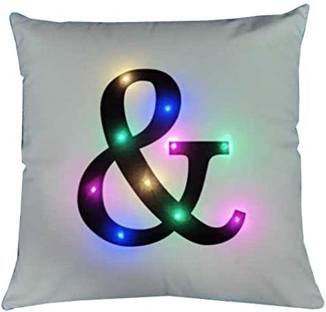 ZUODU Creative LED Colorful Lighting Velvet Letter Cushion Cover Pillow Cover Bar Use Party Use Festival Use Gift Use18x18 or 45cm x 45cm 1pc (A)