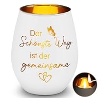 Windlicht Glas mit Gravur, Der Schönste Weg ist Der Gemeinsame Windlicht, Geschenke zur Verlobung Goldene Hochzeit Silberhochzeit, als Valentinstag Weihnachten Jahrestag Geschenk für Sie Ihn