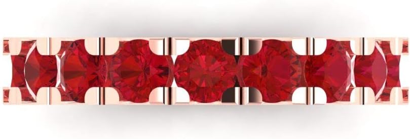 Clara Pucci 14K Rose Gold Wedding Band for Women | Stacking Classic Comfort Fit | Engagement Bridal Jewelry | 1.53 TCW Round Cut Simulated Ruby (3.5mm)