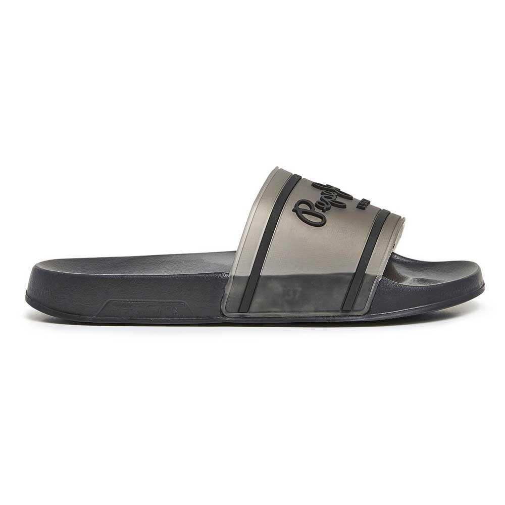 Pepe Jeans Women's Slider Translucent W Flip-Flop, Black (Black), 8