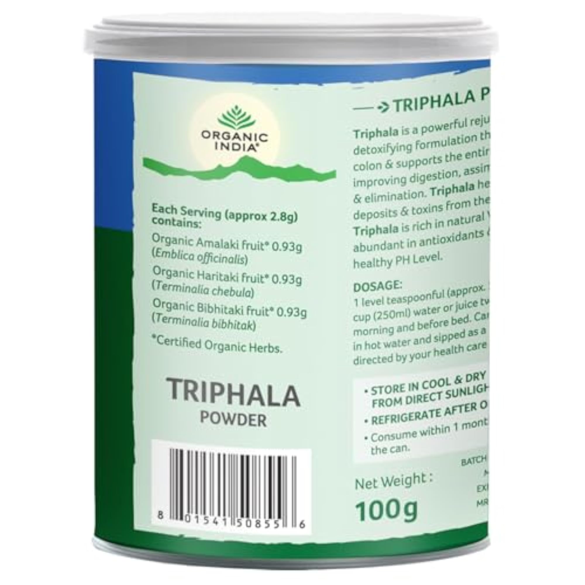 Organic Triphala Powder Pack of 4, Natural Digestive Support