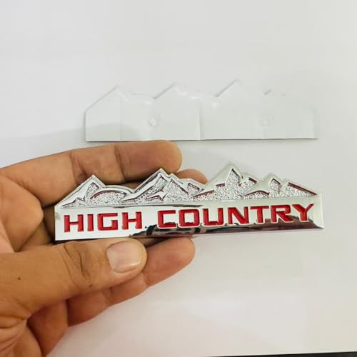 Image of Emblems for Car & Bike Metal Lo.go and Me.tal Lo.go, Auto Accessories for Car Emblem 3D Badge Auto Racing Sport Sticker Grand Tourer Decal. (HIGH Country Chrome RED Sticker)