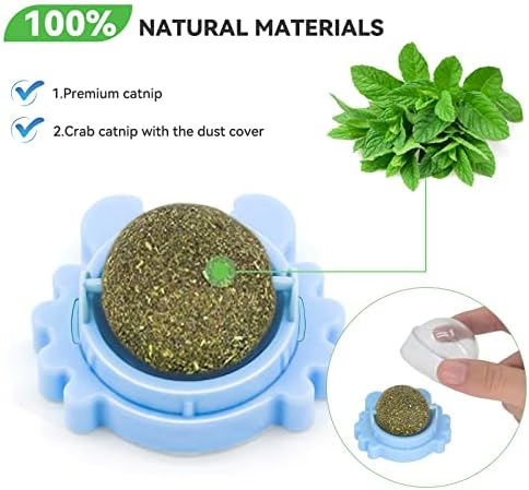 Aucenix 3 Pack Catnip Wall Balls Toys for Cat, Catnip Wall Roller for Cats Lick, Teeth Cleaning Dental Edible Kitty ToysNatural Rotatable Cat Treat Toys for Indoor Cats(Pink+Blue+Green)