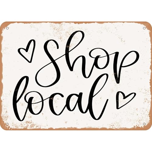 Vintage Metal Sign Shop Local Tin Sign Christmas Decor Retro