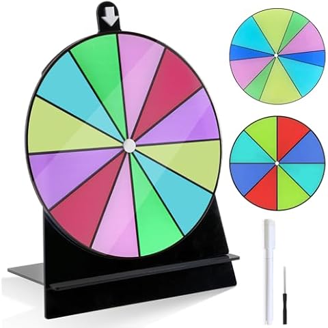 6 Inch Spinning Prize Wheel, Dry Erase Spinning Wheel for Prizes with Stand, Tabletop Roulette Wheel for Parties, Trade Show, Carnival Games and Win Fortune Spin Games (Color 1) Cover
