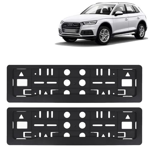 Image of KINGSWAY Q5 Car Number Plate Frames for All 2015 Onwards Models of AUODI Car Registration Plate Holders, Black Licence Plate Covers (Front and Rear), Universal Size 51.5 x 14.5 cm