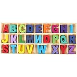 Wooden Letters, Assorted Colors with Storage Tray, Kids Learning Toys (130 Pieces)