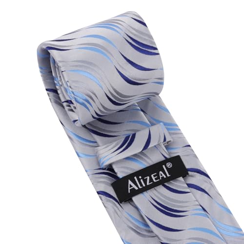 Image of Alizeal Mens 3.15'' Gradient Novelty Pattern Tie Set with Pocket Square Casual Color Tie Set