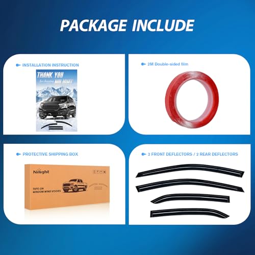 Image of Nilight Tape-On Window Visors for Toyota Camry 2018-2024, 4PCS