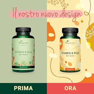 VITAMINA B Complex Alto Dosaggio | B1, B2, B3, B5, B6, B7 (Biotina), B9 (Acido Folico), B12 + Colina | Prodotto in Germania | Vegan e Certificato in Laboratorio | Vegavero®