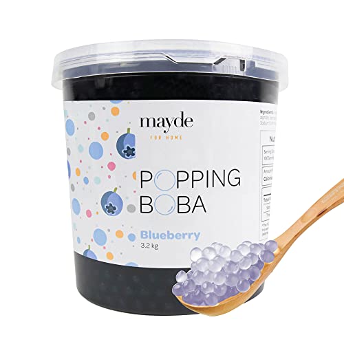 Mayde Popping Boba Pearls for Drinks, Desserts, & Breakfast Bowls (Blueberry Flavor, 7 Pounds)