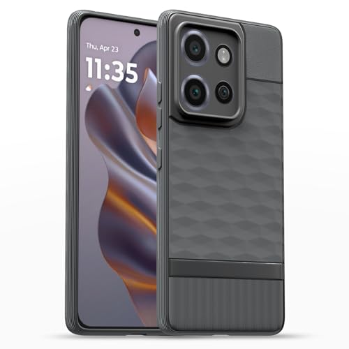Image of Pikkme Back Cover for Moto Edge 50 Neo 5G Camera Protection 3D Hexa Cube Design Silicone Protective Bumper Case (Grey)