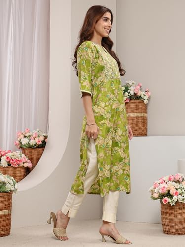 Image of Libas Printed Silk Blend Straight Kurta Suit