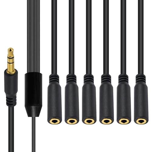 Cable de audio 3.5mm macho a múltiples jack hembra 0.3m miniatura 4