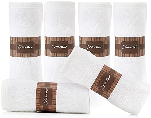 MINIBOO Bamboo Baby Washcloths for Sensitive Skin | Extra-Soft and Absorbent Face Cloths and Newborn Bath Face Towel | Perfect Baby Essentials and Baby Gifts
