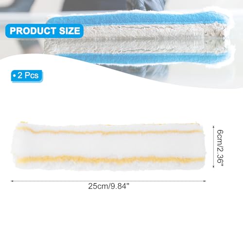 Image of MECCANIXITY Microfiber Scrubber Replacement Head 9.84 Inch for Window Glass Marble Wall Home Bathroom, Yellow /White Pack of 2