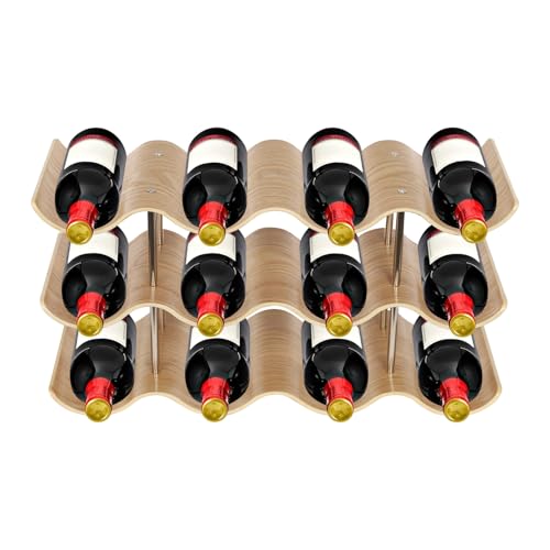 Soporte para botellas de madera de 3 niveles para 12 botellas miniatura 3