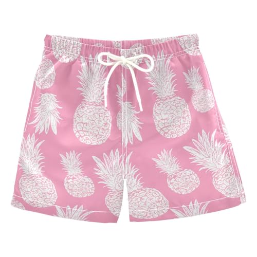 DOMIKING White Pineapple Fruit Toddler Boys' Swim Trunks