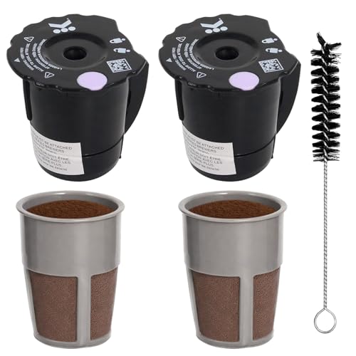 Reusable Coffee Filter Compatible with Keurigg 𝑲𝒆𝒖𝒓𝒊𝒈 My K Cup 2.0 K300 K250 K350 K375 K400 K450 Coffee Makers with Extra Filter Pod Cleaning Brush