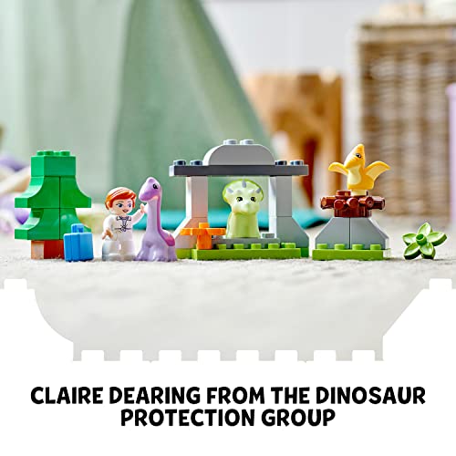 Image of LEGO 10938 DUPLO Jurassic World Dinosaur Nursery with Baby Dino Figures and Triceratops, Toys and Stones for Toddlers from 2 Years, Girls and Boys