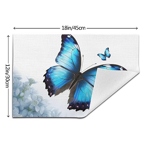 Set de table vinyle papillon bleu (lot de 6) antidérapant et lavable