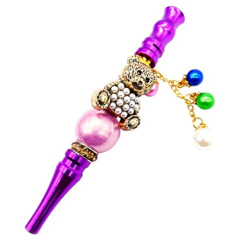 Luxurious Hookah Shisha Tips Diamond Hookah Holder Hose Accessories, Holder Cigarette Holder for Women Metal Colored Rhinestone Nozzles, Purple-B Cover
