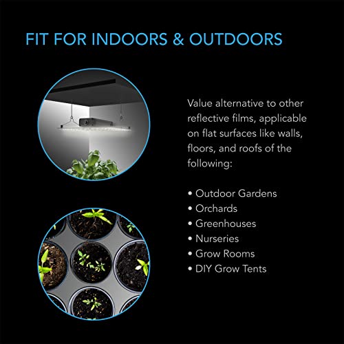 AC Infinity Mylar-Filmrolle, 120cm x 7,6m, reflektierende PET-Folie, 2mil Dicke, reißfeste Abdeckung, Dampfsperre für Gewächshäuser, Terrassen, Gärten und selbstgebaute Gewächsräume