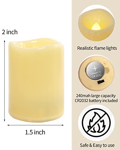 Image of Flameless Votive Candles,2 Inch Battery Operated Candles,24 pcs Last 6Days Longer Flickering LED Electric Fake Candle Bulk for Halloween,Party,Christmas,Wedding Proposal Decorations,Warm White