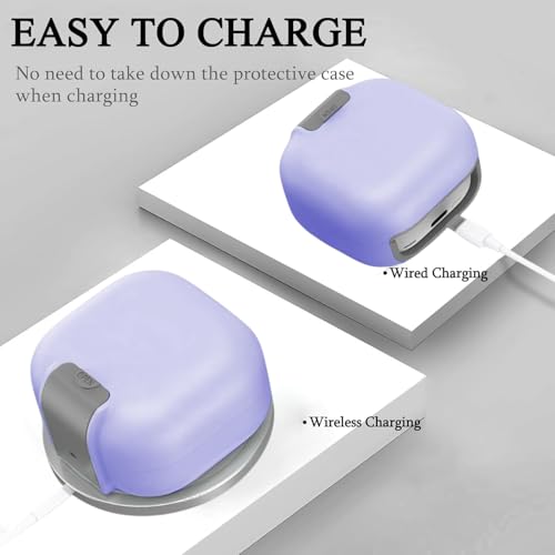 Image of Oboe Aegis Case 'Compatible with' Samsung Galaxy Buds 4 & 4 Pro Case with Phone Stand & Keyring (Lavender Purple) [Buds & ChargingCase NOT Included]