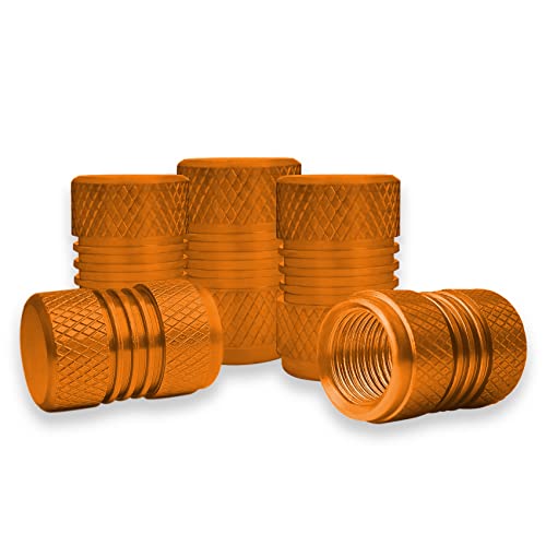 5 Pcs Tire Valve Stem Caps, Aluminum Alloy Tire Valve Stem Caps, Air Dust Proof Cover With Rubber Seal, Universal For Cars, Suvs, Bike, Trucks And Motorcycles (Orange) #TOP6
