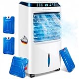 KESSER® Mobile Klimaanlage 4in1 Luftkühler – Air Cooler mit Fernbedienung & Timer, 10L Wassertank, Ionisator & Luftbefeuchter, Ventilator Klimagerät ohne Abluftschlauch, 3 Stufen inkl. Kühlakkus