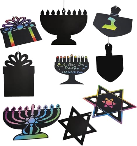 The Dreidel Company 48-Pack Hanukkah Scratch Art Cards Assorted Designs, Magic Drawing Coloring Sheet Set for Kids Gifts Home Activities School Decor by The Dreidel Company - Image 3