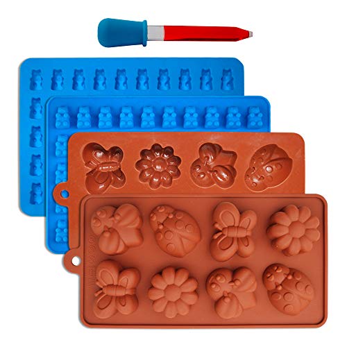 Gummy bear molds | Gummy molds with bee butterfly lady bug and flower silicone molds for gummies candy molds chocolate molds soap molds & gelatin molds for gummy bear candy molds