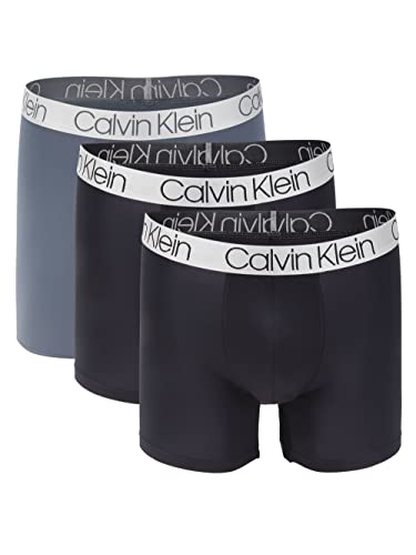 Calvin Klein Men`s Microfiber Boxer Briefs Pack of 3 (Black(NP2214-051)/Grey, Large)