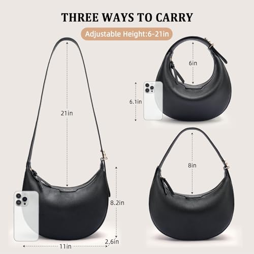 Image of Crescent Shoulder Bag for Women, Small Vegan Leather Crossbody Purse Hobo Handbag with Adjustable Strap for Travel