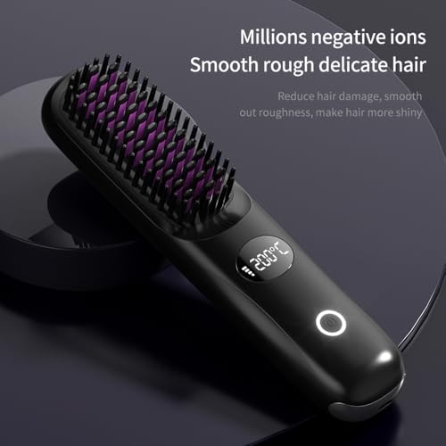 Cepillo alisador de cabello inalámbrico portátil rosa miniatura 6