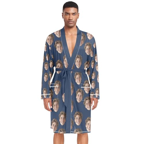 Custom Face Robe for Men Personalized Nightshirts Funny Nightgown Bathrobes for Party Wedding Birthday